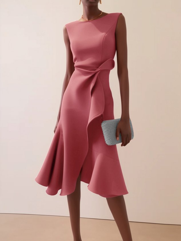 Nadalie | Women's Draped Asymmetric Midi Dress – Wedding Guest
