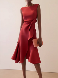 Nadalie | Women's Draped Asymmetric Midi Dress