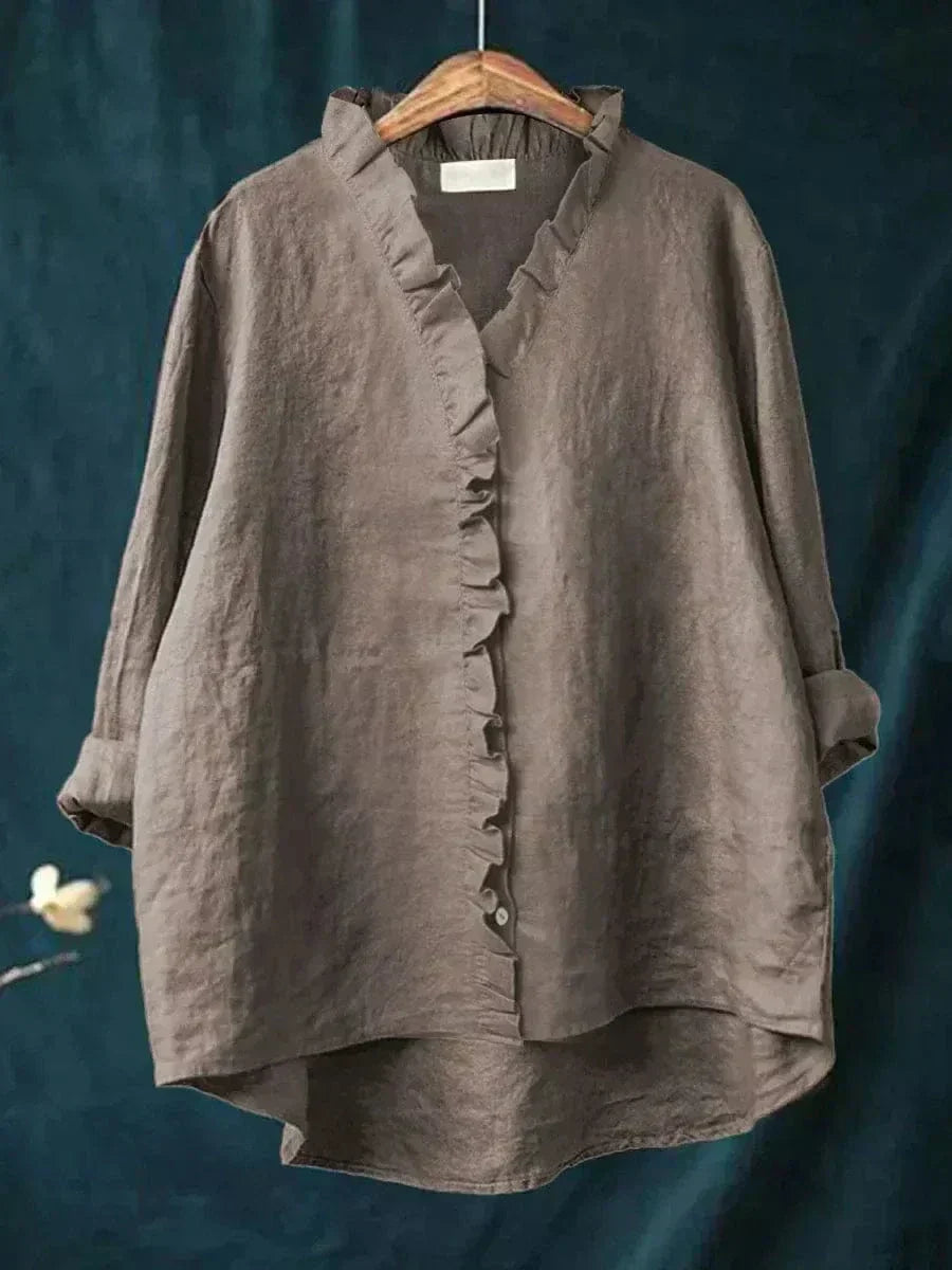 Lieke | Women's Blouse Ruffle V-Neck Relaxed-Fit – Casual Outings