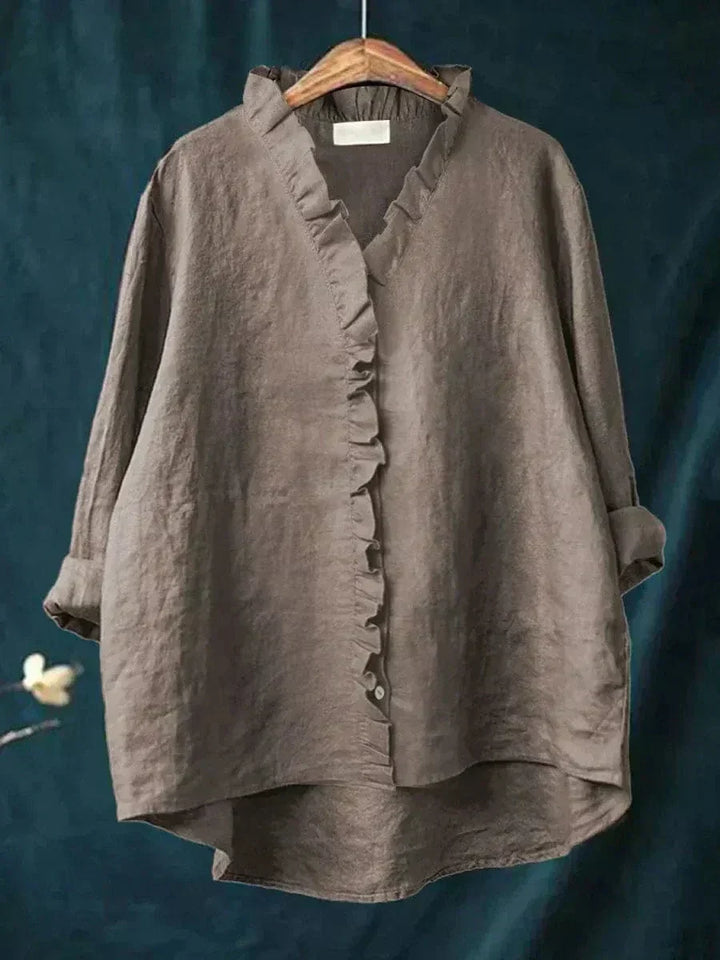 Lieke | Women's Blouse Ruffle V-Neck Relaxed-Fit – Casual Outings