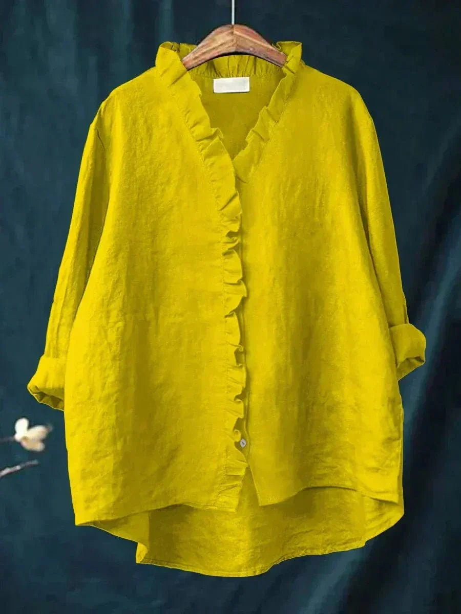 Lieke | Women's Blouse Ruffle V-Neck Relaxed-Fit – Casual Outings
