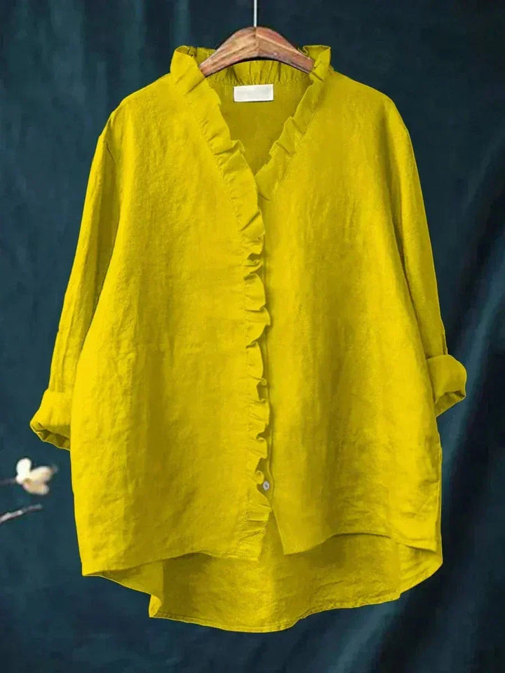 Lieke | Women's Blouse Ruffle V-Neck Relaxed-Fit – Casual Outings