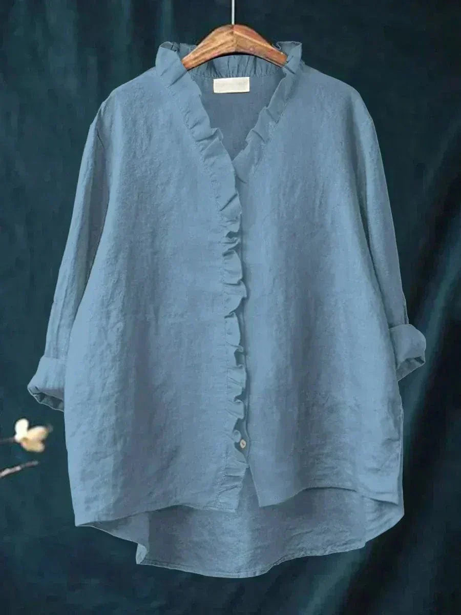 Lieke | Women's Blouse Ruffle V-Neck Relaxed-Fit – Casual Outings