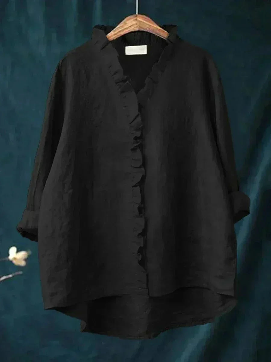 Lieke | Women's Blouse Ruffle V-Neck Relaxed-Fit – Casual Outings