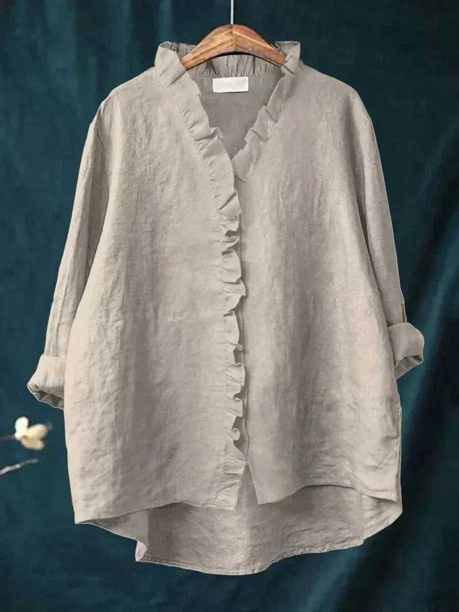 Lieke | Women's Blouse Ruffle V-Neck Relaxed-Fit – Casual Outings