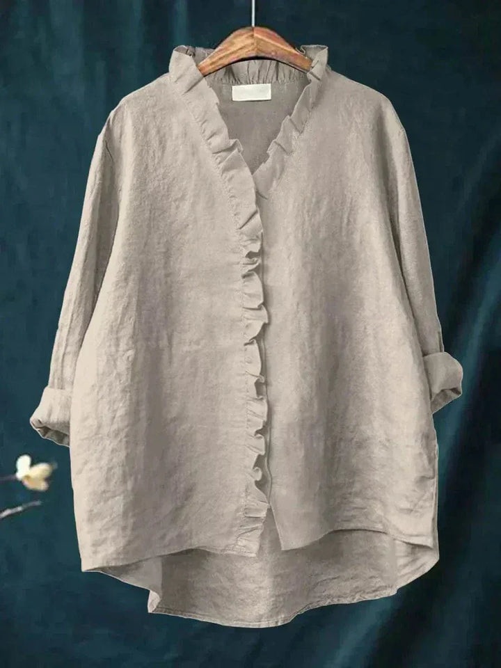 Lieke | Women's Blouse Ruffle V-Neck Relaxed-Fit – Casual Outings
