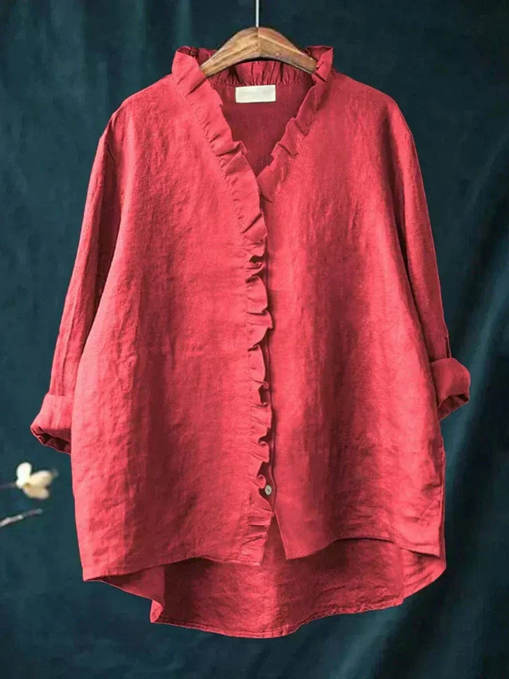 Lieke | Women's Blouse Ruffle V-Neck Relaxed-Fit – Casual Outings