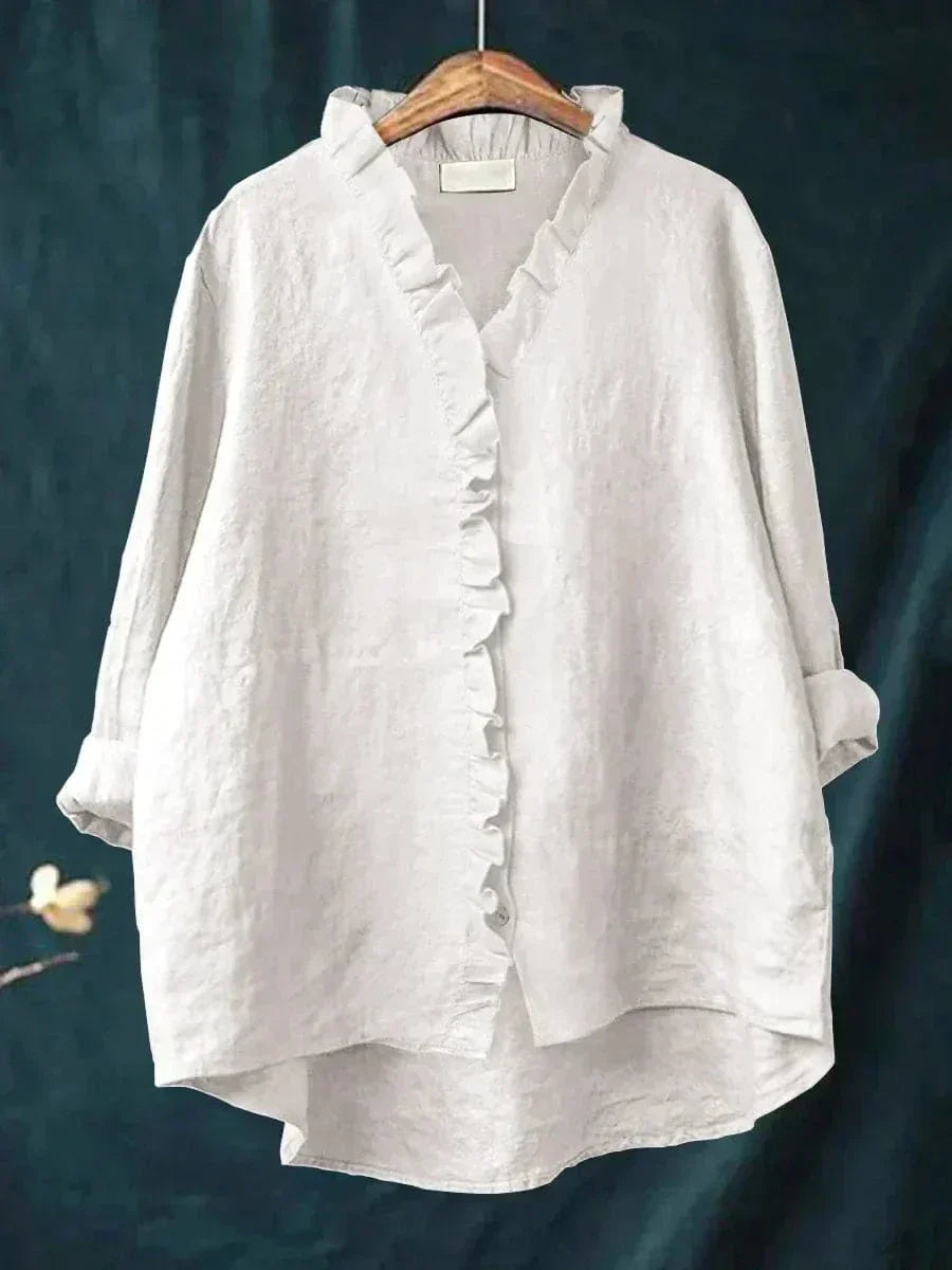 Lieke | Women's Blouse Ruffle V-Neck Relaxed-Fit – Casual Outings