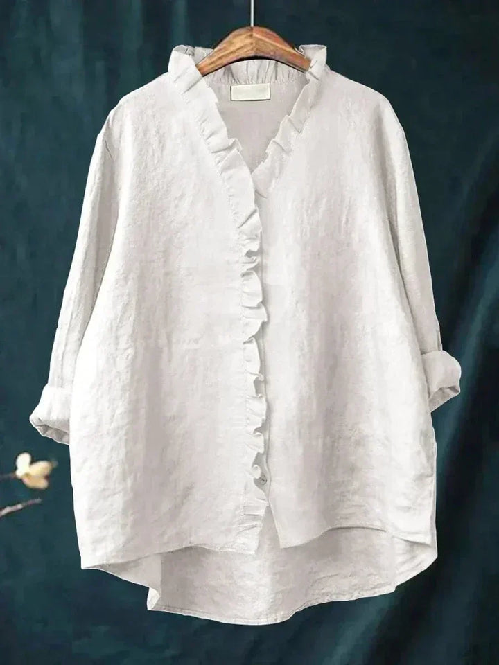 Lieke | Women's Blouse Ruffle V-Neck Relaxed-Fit – Casual Outings