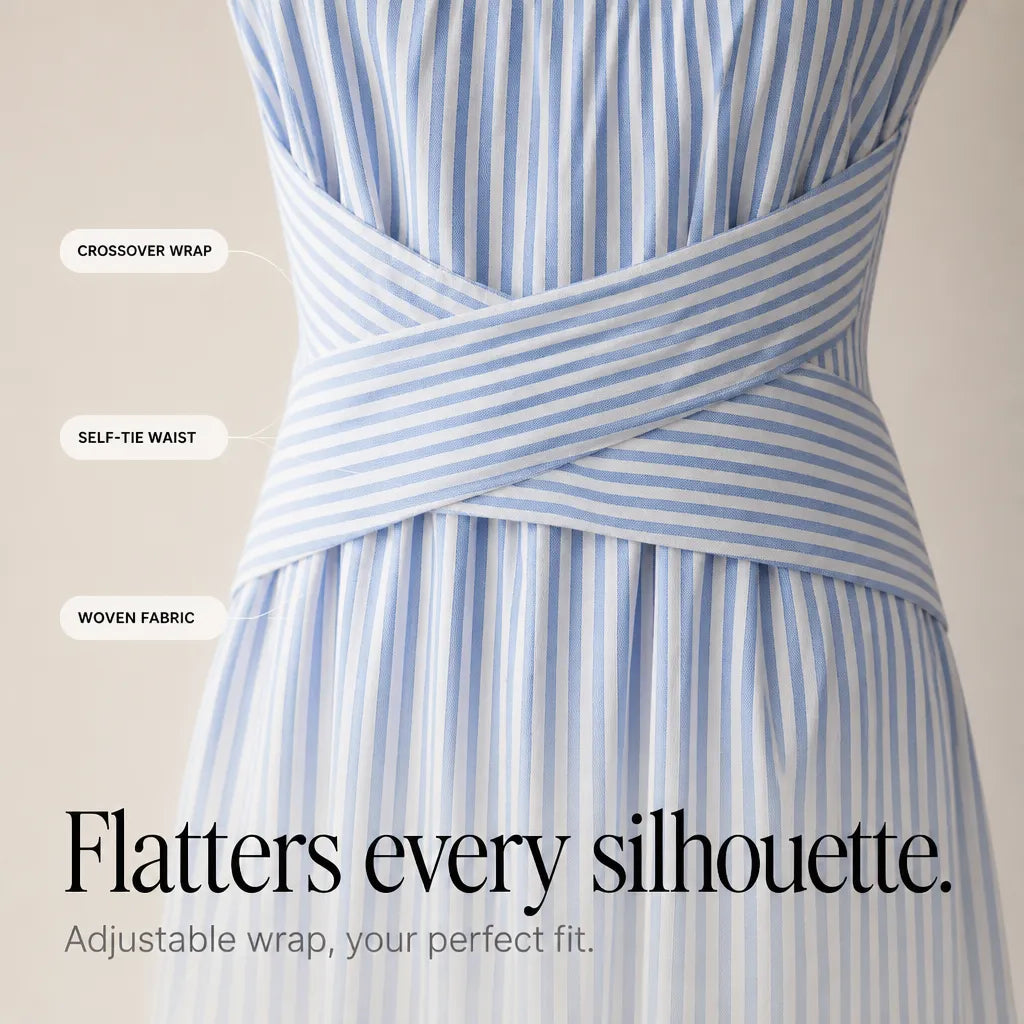 Sterre | Striped Wrap-Waist Sleeveless Maxi Dress for Women