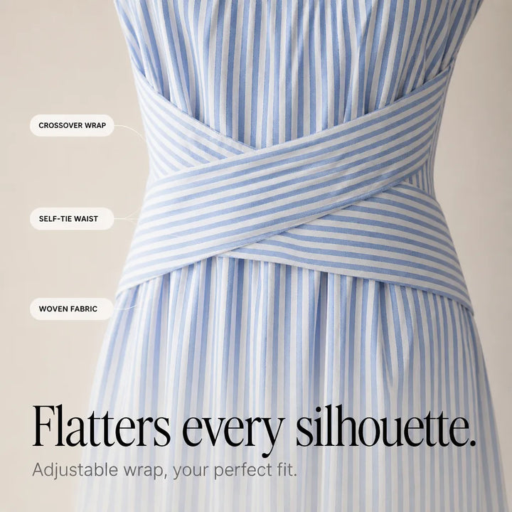 Sterre | Striped Wrap-Waist Sleeveless Maxi Dress for Women