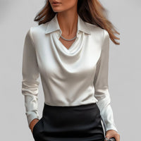 Marisol | Women's Waterfall-Neck Satin Blouse
