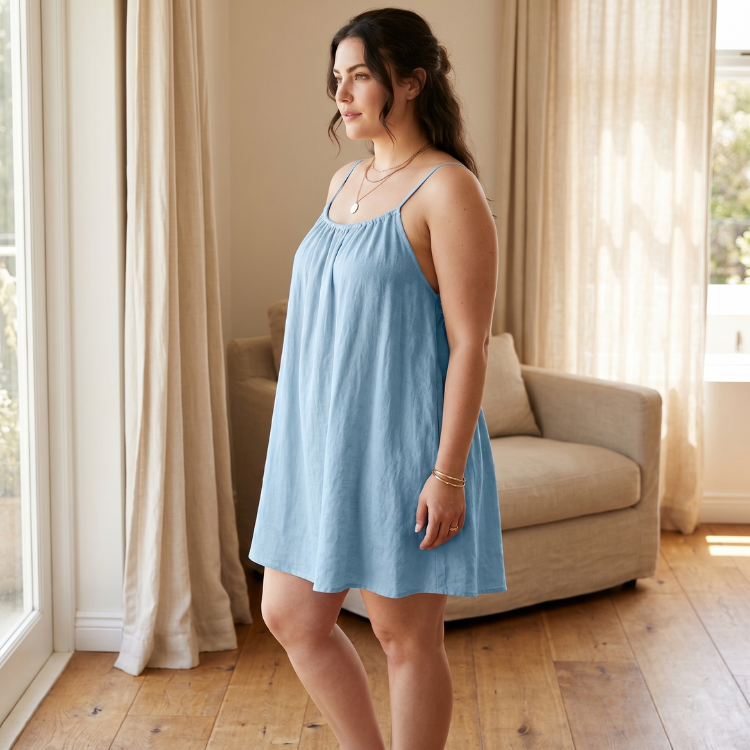 Nadalyra | Open-Back A-Line Sundress with Spaghetti Straps for Women