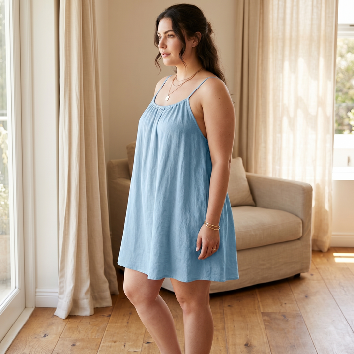 Nadalyra | Open-Back A-Line Sundress with Spaghetti Straps for Women