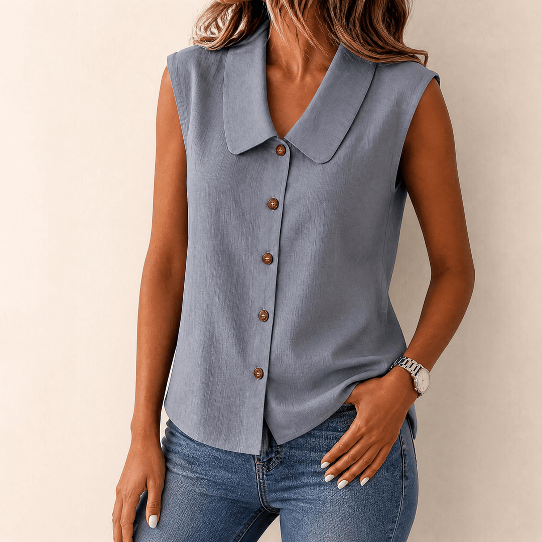 Sabine | Women's V-Neck Sleeveless Blouse – Casual Summer Top
