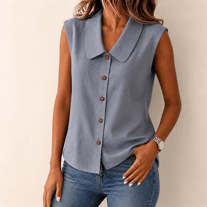 Sabine | Women's V-Neck Sleeveless Blouse – Casual Summer Top