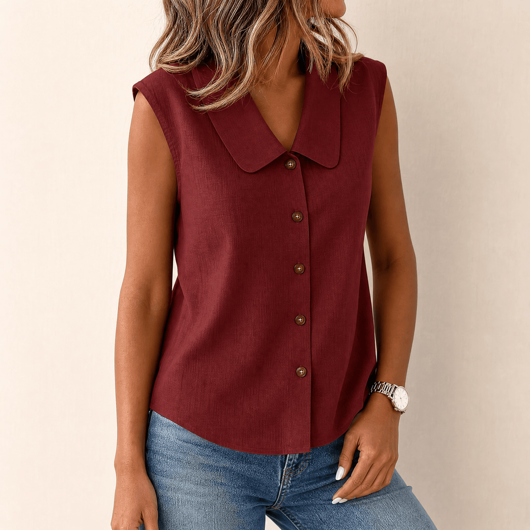 Sabine | Women's V-Neck Sleeveless Blouse – Casual Summer Top