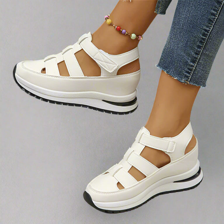 Cecile | Wedge Gladiator Sandals with Ankle Strap and Cutout Detail for Women