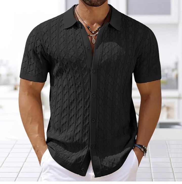 Dante | Men's Button Front Textured Polo Shirt