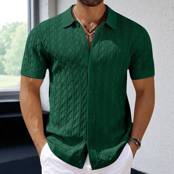 Dante | Men's Button Front Textured Polo Shirt