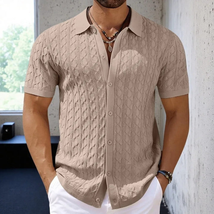 Dante | Men's Button Front Textured Polo Shirt