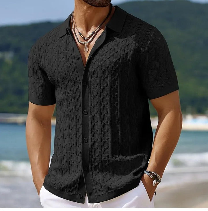Dante | Men's Button Front Textured Polo Shirt