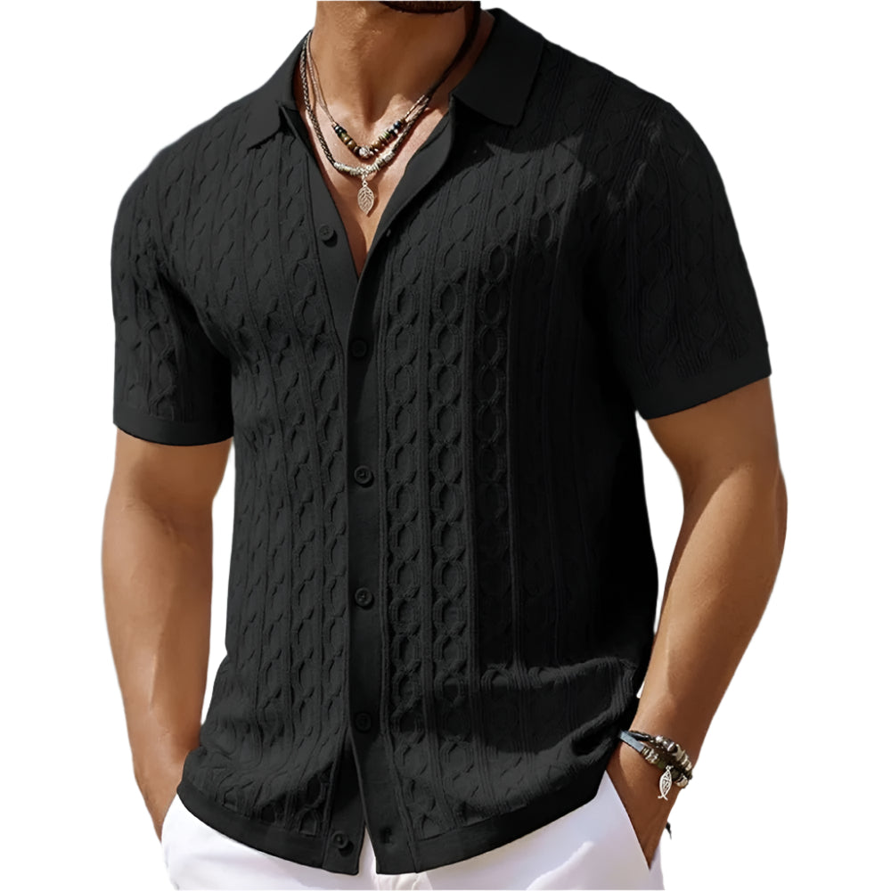 Dante | Men's Button Front Textured Polo Shirt