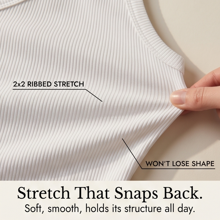 Kaia | Women's Ribbed V-Neck Tank with Built-In Bra Support