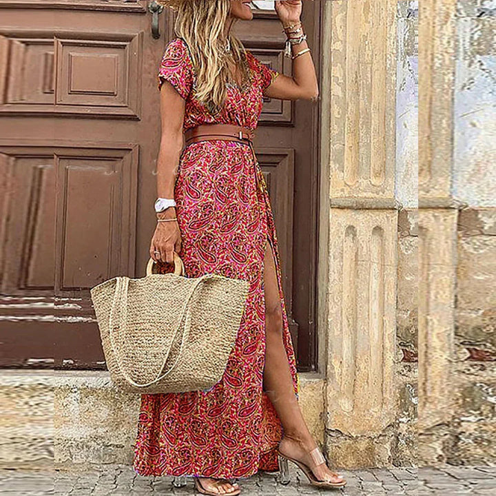 Zara | Wrap V-Neck Maxi Dress with Flutter Sleeves for Women