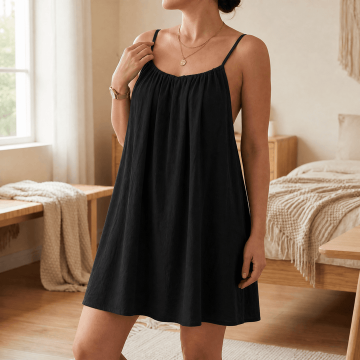 Nadalyra | Open-Back A-Line Sundress with Spaghetti Straps for Women