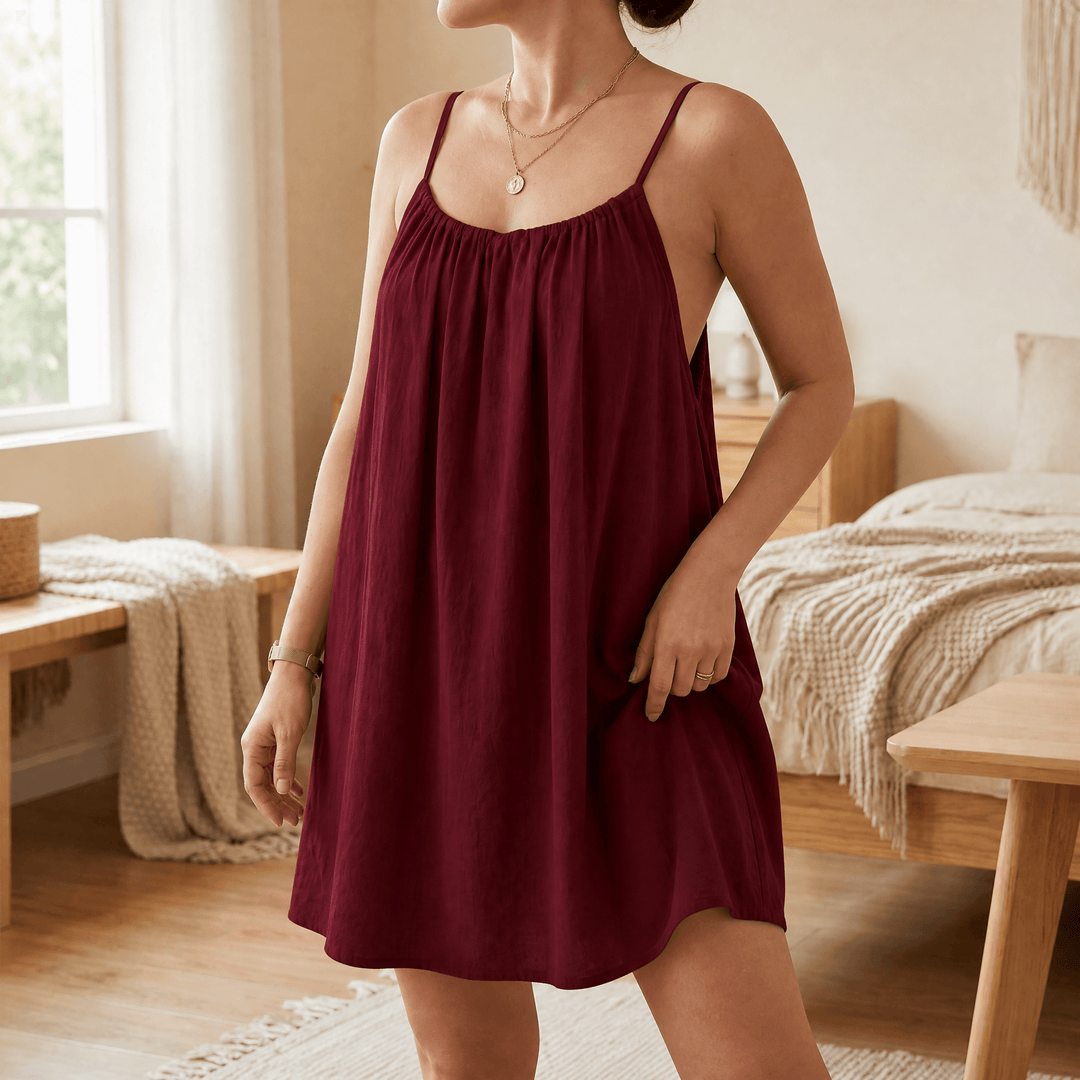 Nadalyra | Open-Back A-Line Sundress with Spaghetti Straps for Women