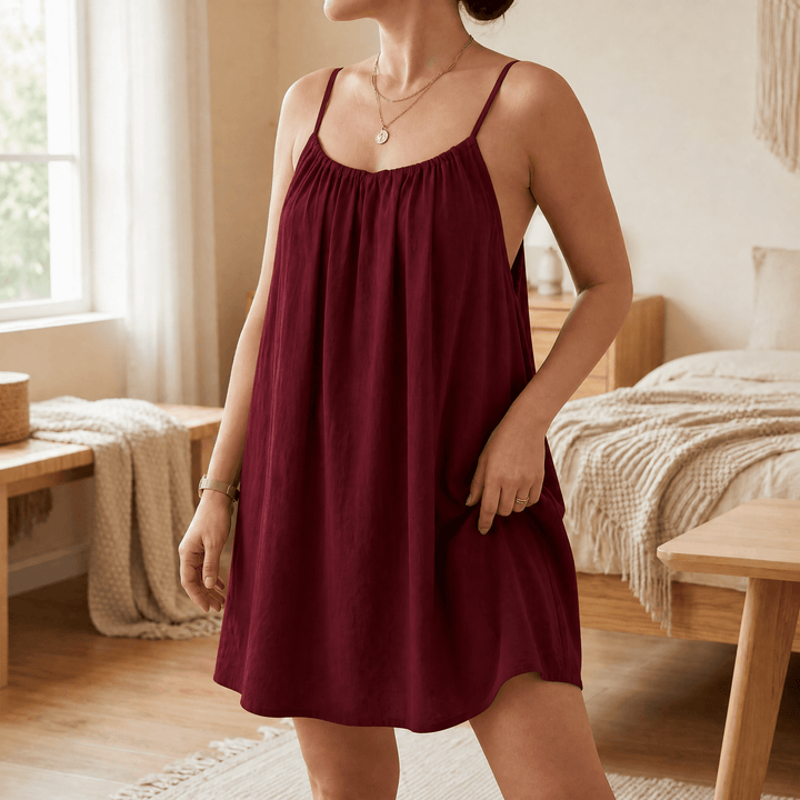 Nadalyra | Open-Back A-Line Sundress with Spaghetti Straps for Women