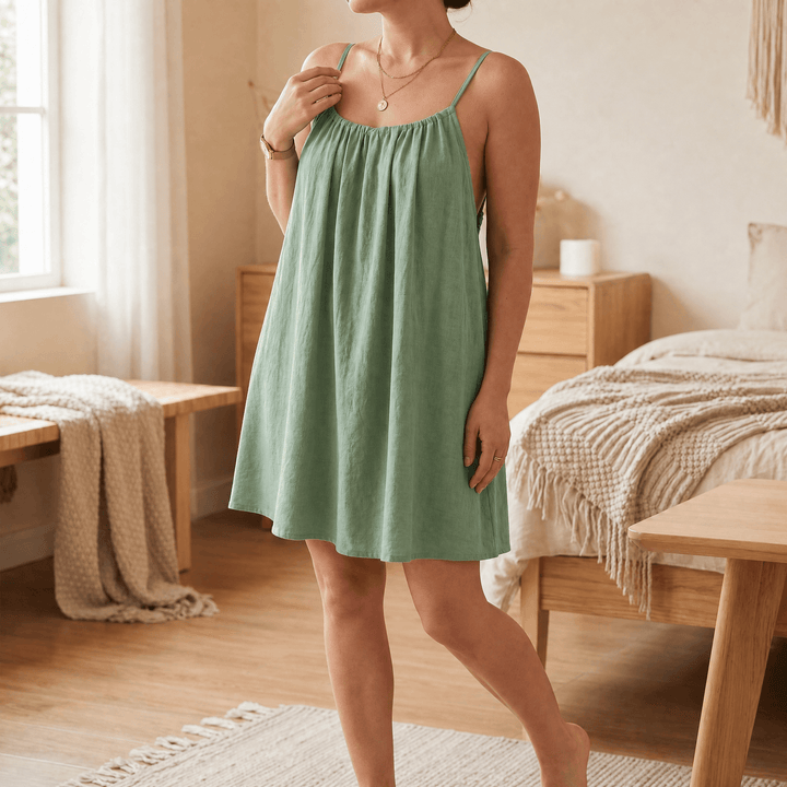 Nadalyra | Open-Back A-Line Sundress with Spaghetti Straps for Women
