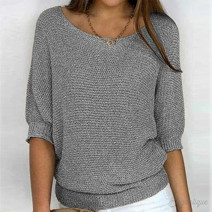 Noor | Ribbed Knit Sweater with Round Neck for Women