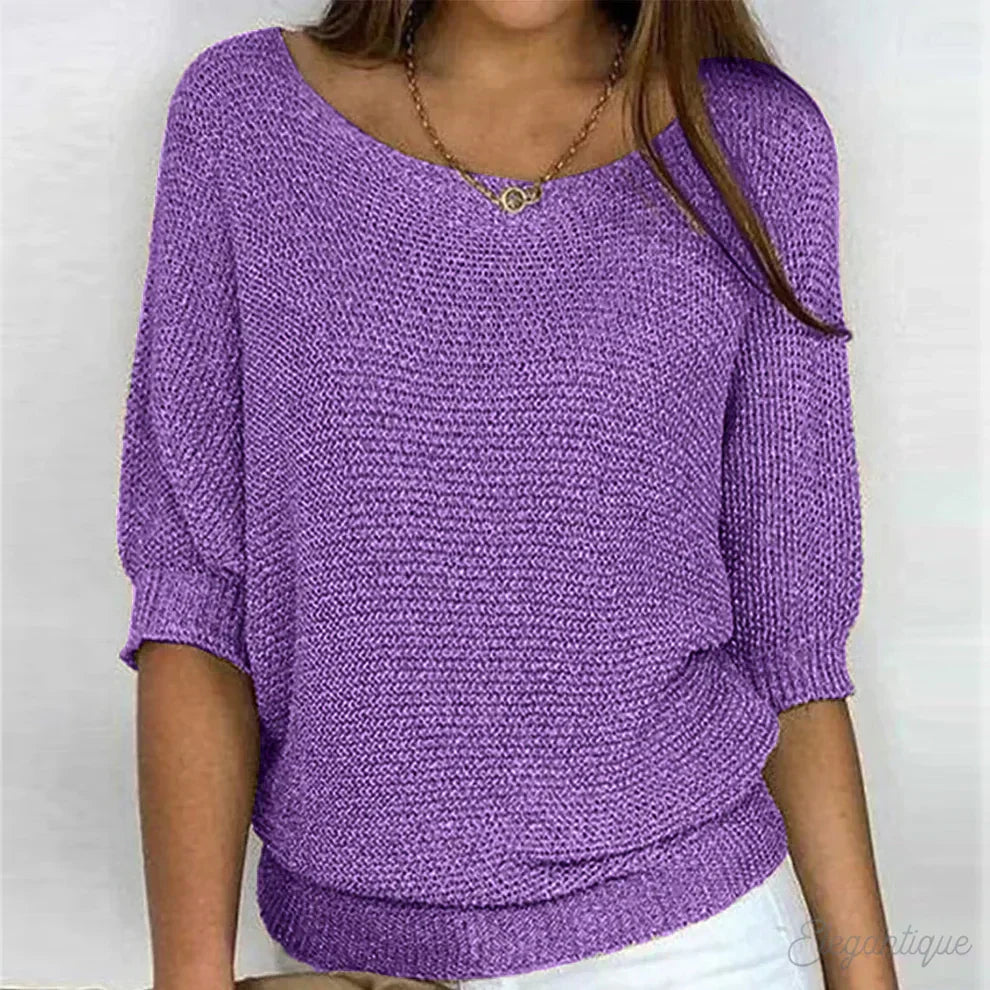 Noor | Ribbed Knit Sweater with Round Neck for Women