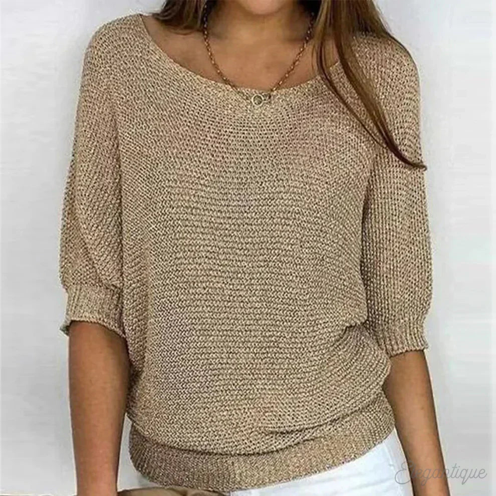 Noor | Ribbed Knit Sweater with Round Neck for Women