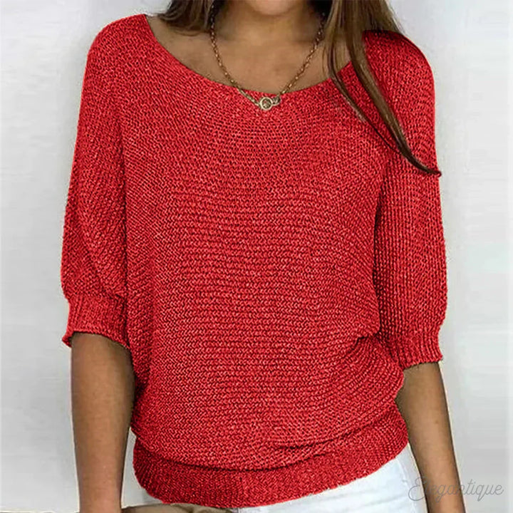 Noor | Ribbed Knit Sweater with Round Neck for Women