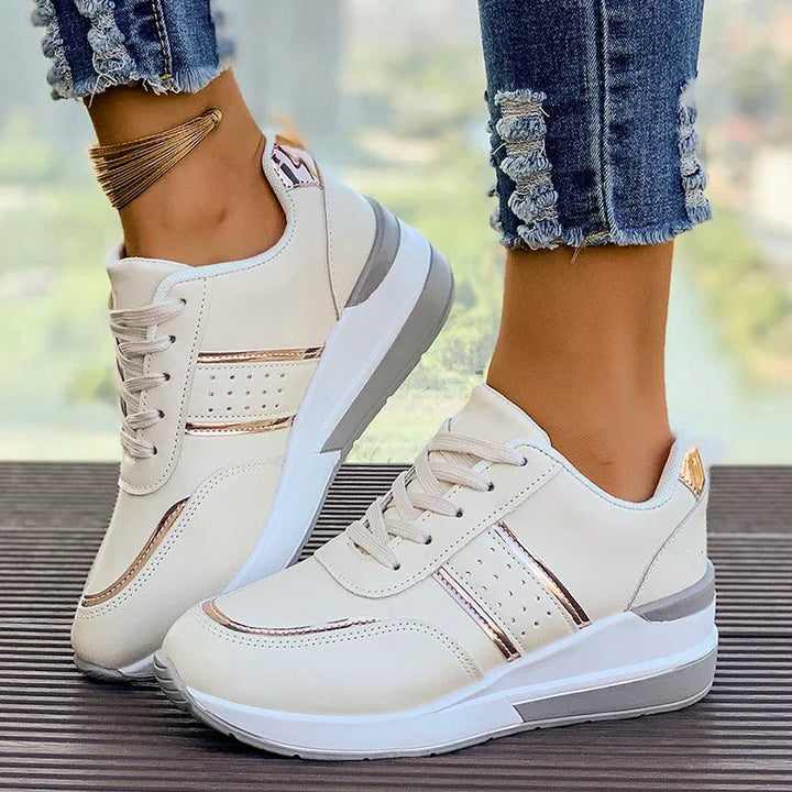 Amelie | Panelled Lace-Up Sneakers with Metallic Accents