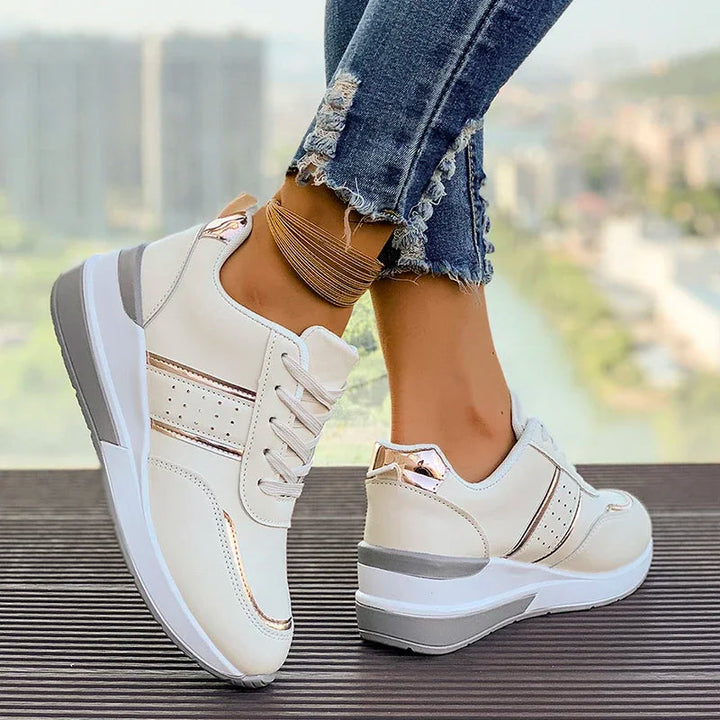 Amelie | Panelled Lace-Up Sneakers with Metallic Accents