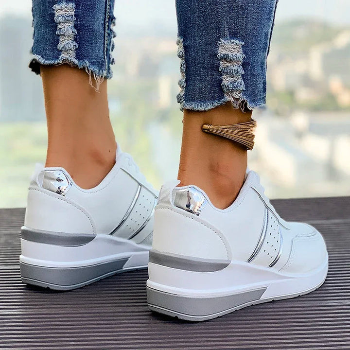 Amelie | Panelled Lace-Up Sneakers with Metallic Accents