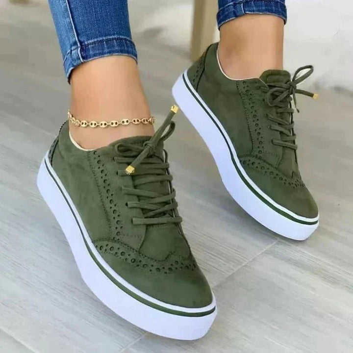 Aurelie | Lace-Up Platform Sneakers with Perforated Wingtip Detail for Women