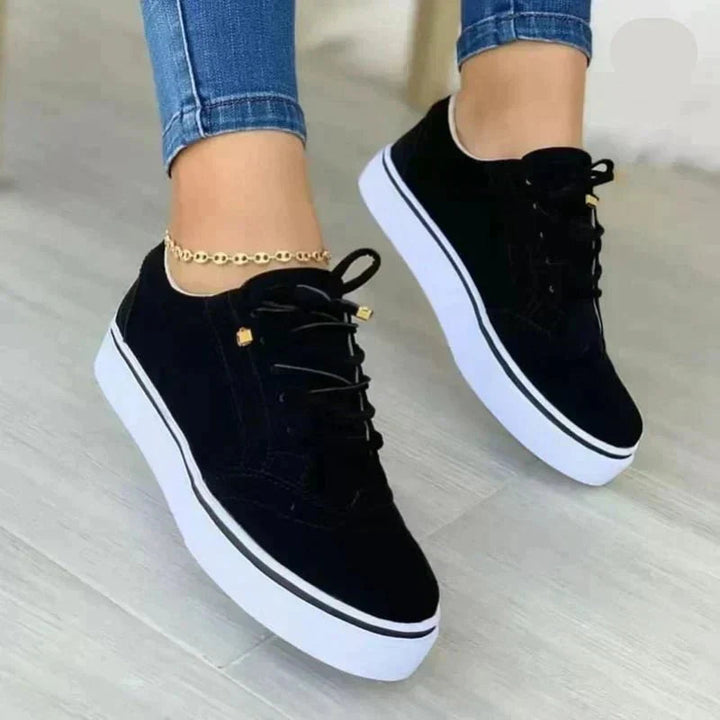 Aurelie | Lace-Up Platform Sneakers with Perforated Wingtip Detail for Women