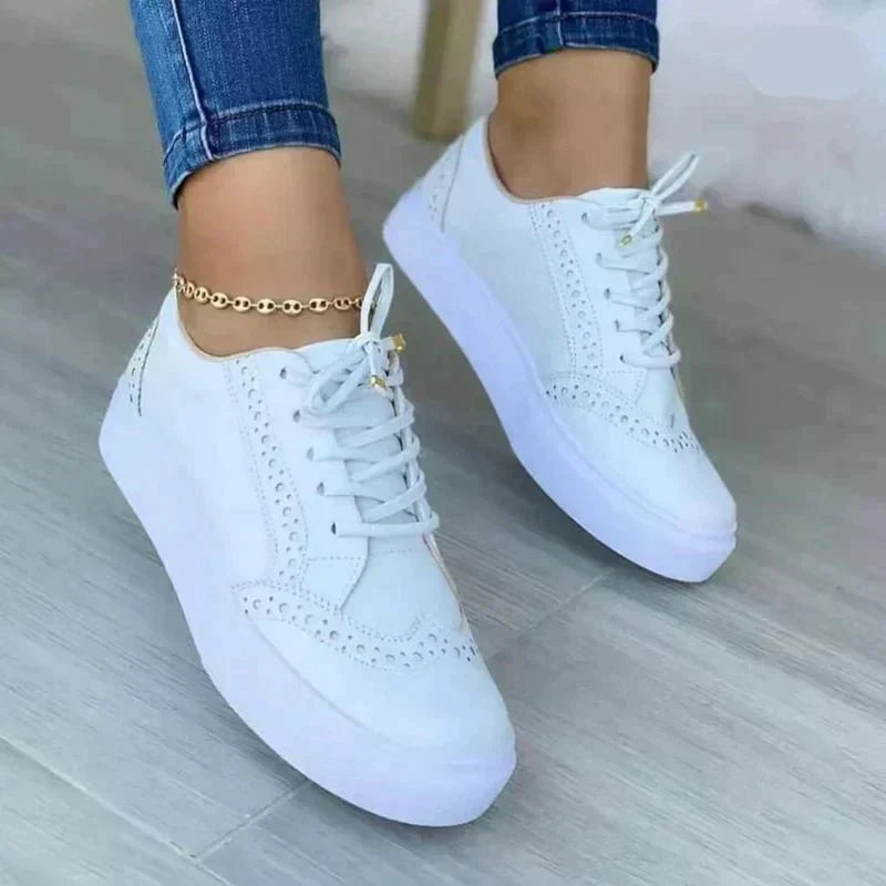 Aurelie | Lace-Up Platform Sneakers with Perforated Wingtip Detail for Women