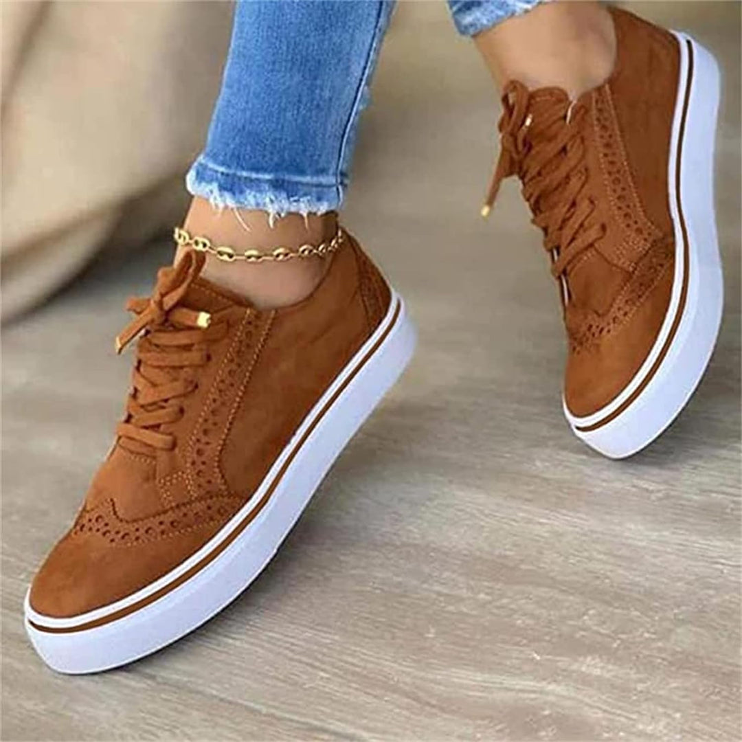 Aurelie | Lace-Up Platform Sneakers with Perforated Wingtip Detail for Women