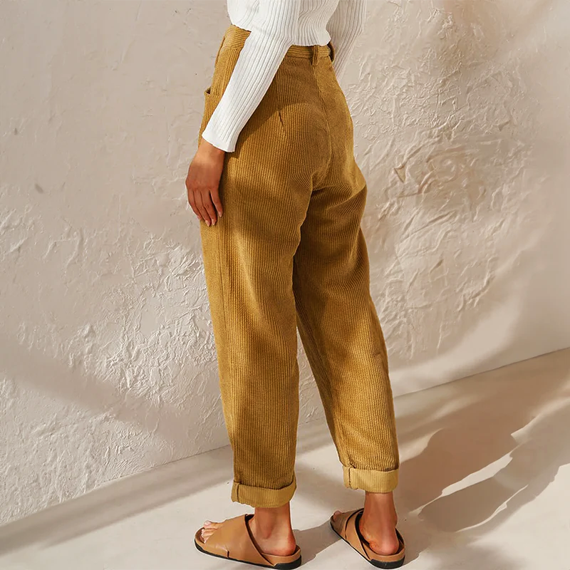 Luca | Women's Wide Leg Pants High-Waist Ribbed Texture