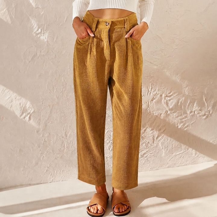 Luca | Women's Wide Leg Pants High-Waist Ribbed Texture