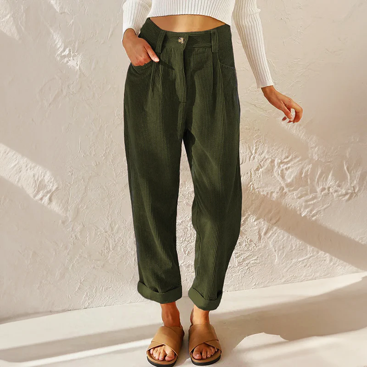 Luca | Women's Wide Leg Pants High-Waist Ribbed Texture