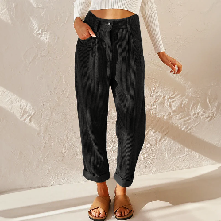 Luca | Women's Wide Leg Pants High-Waist Ribbed Texture