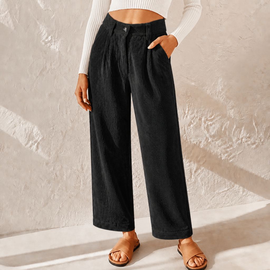 Luca | Women's Wide Leg Pants High-Waist Ribbed Texture