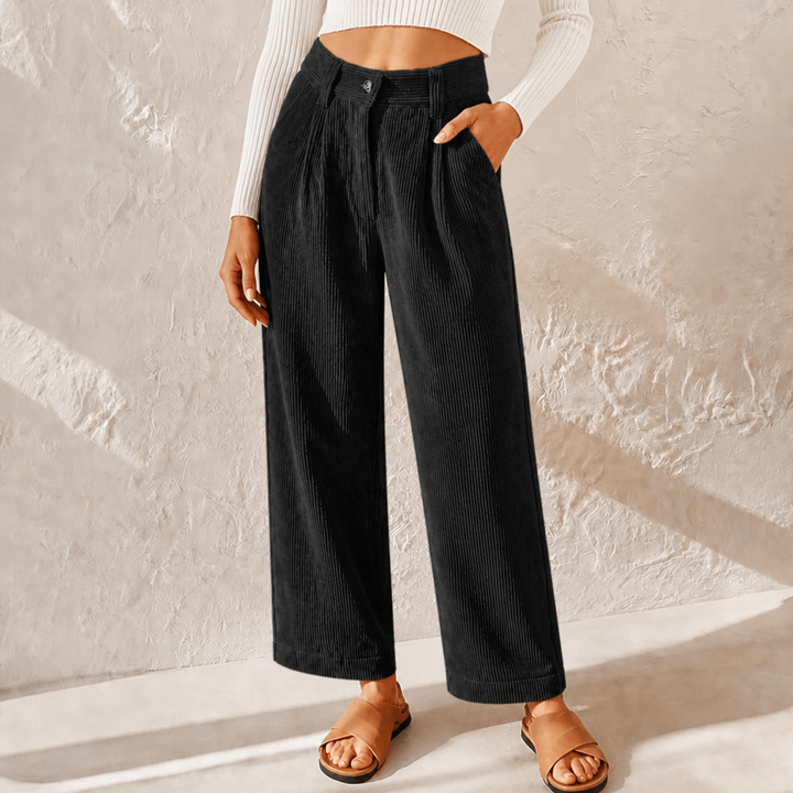 Luca | Women's Wide Leg Pants High-Waist Ribbed Texture